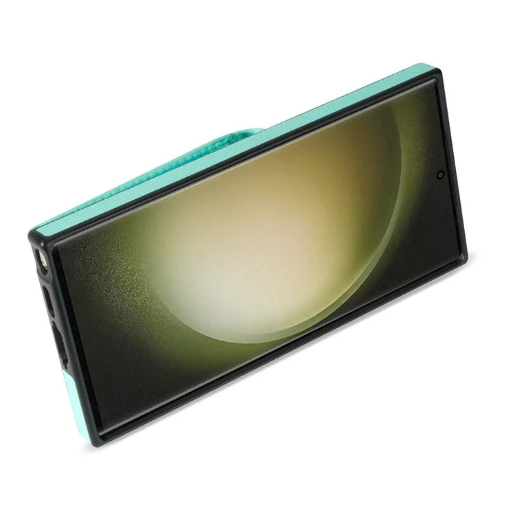For Samsung Galaxy S24 Ultra Leather Coated TPU Cover Zipper Pocket Card Slots Phone Case with Kickstand