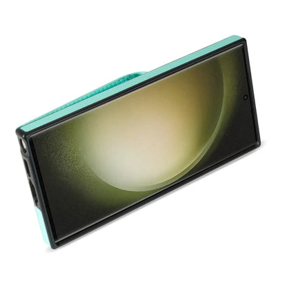 For Samsung Galaxy S24 Ultra Leather Coated TPU Cover Zipper Pocket Card Slots Phone Case with Kickstand