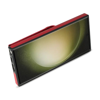 For Samsung Galaxy S24 Ultra Leather Coated TPU Cover Zipper Pocket Card Slots Phone Case with Kickstand