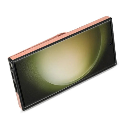 For Samsung Galaxy S24 Ultra Leather Coated TPU Cover Zipper Pocket Card Slots Phone Case with Kickstand