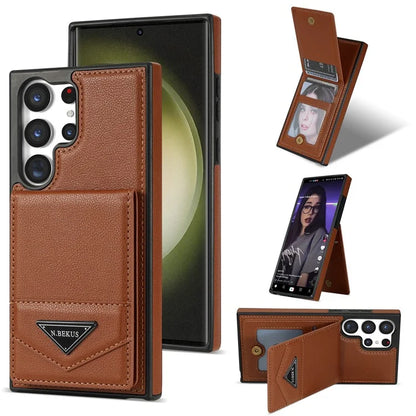 N.BEKUS For Samsung Galaxy S24 Ultra Case Leather+TPU  Vertical Flip Card Holder Cover