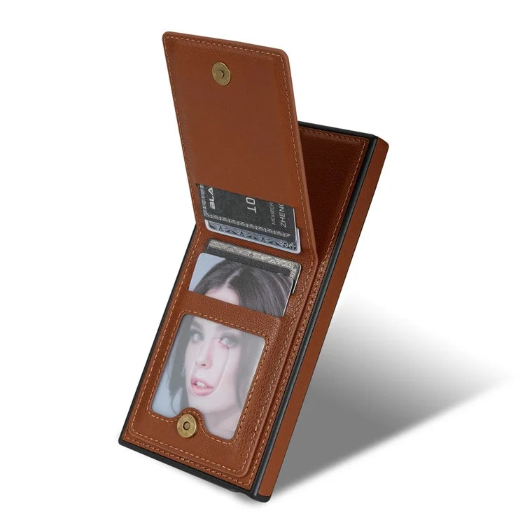 N.BEKUS For Samsung Galaxy S24 Ultra Case Leather+TPU  Vertical Flip Card Holder Cover