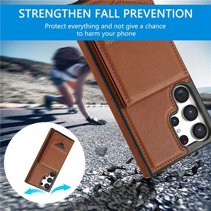 N.BEKUS For Samsung Galaxy S24 Ultra Case Leather+TPU  Vertical Flip Card Holder Cover