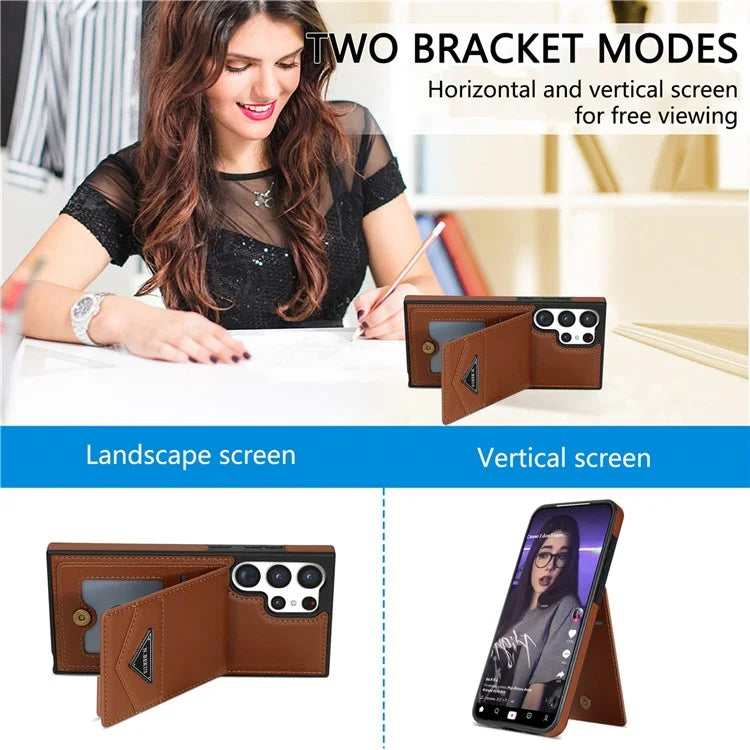 N.BEKUS For Samsung Galaxy S24 Ultra Case Leather+TPU  Vertical Flip Card Holder Cover