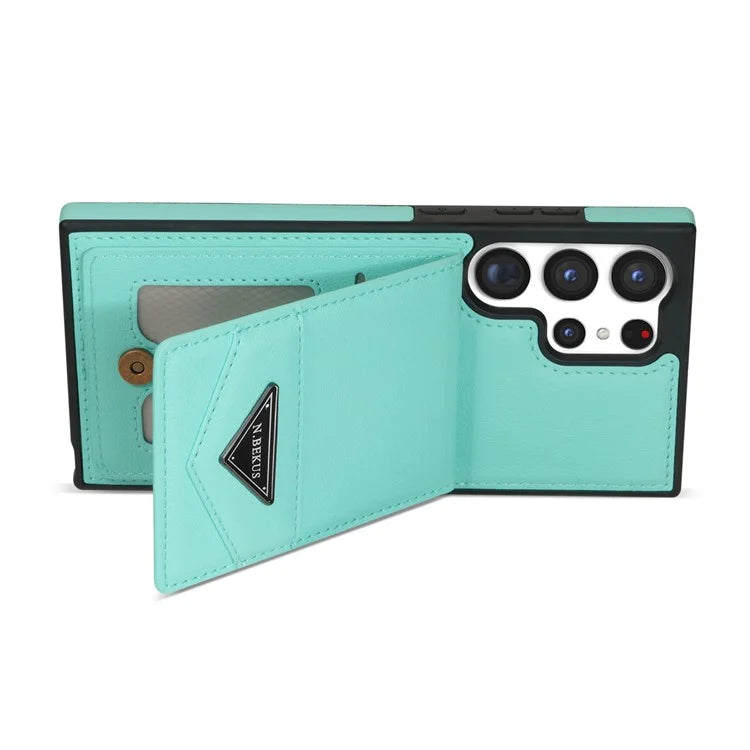 N.BEKUS For Samsung Galaxy S24 Ultra Case Leather+TPU  Vertical Flip Card Holder Cover