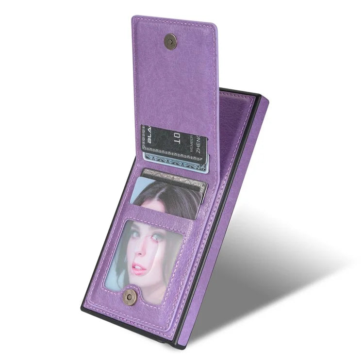 N.BEKUS For Samsung Galaxy S24 Ultra Case Leather+TPU  Vertical Flip Card Holder Cover
