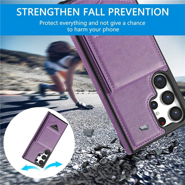 N.BEKUS For Samsung Galaxy S24 Ultra Case Leather+TPU  Vertical Flip Card Holder Cover