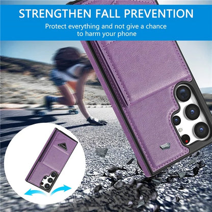 N.BEKUS For Samsung Galaxy S24 Ultra Case Leather+TPU  Vertical Flip Card Holder Cover
