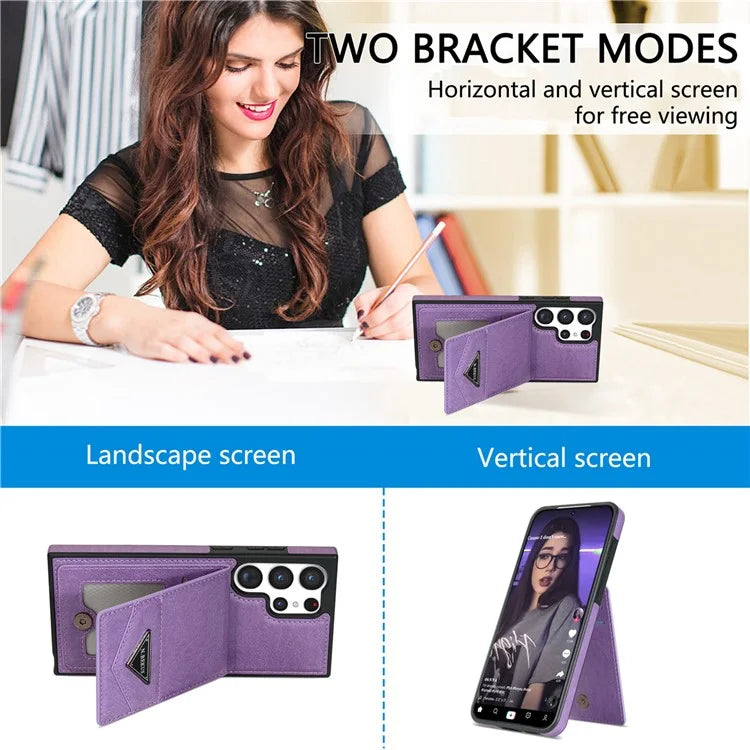 N.BEKUS For Samsung Galaxy S24 Ultra Case Leather+TPU  Vertical Flip Card Holder Cover