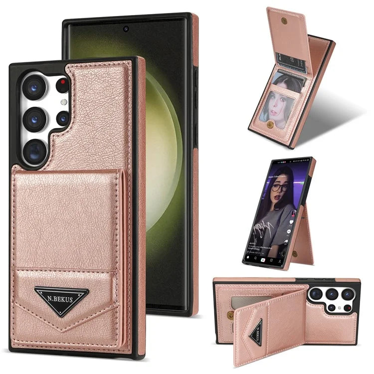 N.BEKUS For Samsung Galaxy S24 Ultra Case Leather+TPU  Vertical Flip Card Holder Cover