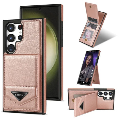 N.BEKUS For Samsung Galaxy S24 Ultra Case Leather+TPU  Vertical Flip Card Holder Cover