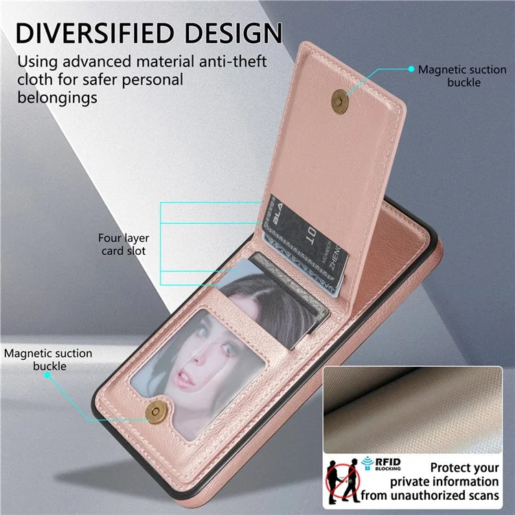 N.BEKUS For Samsung Galaxy S24 Ultra Case Leather+TPU  Vertical Flip Card Holder Cover