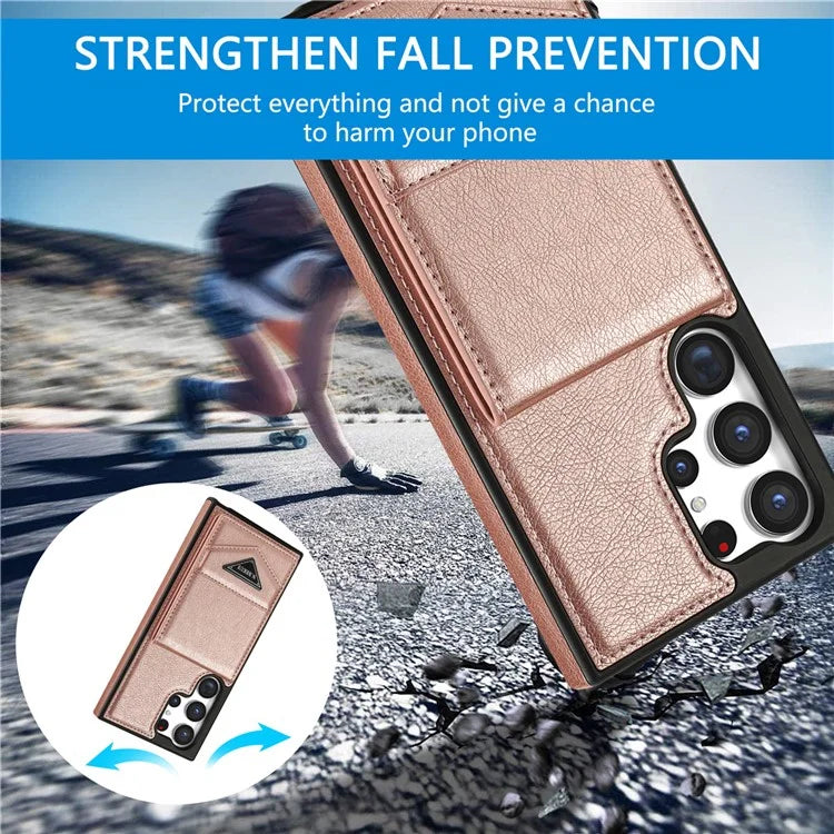N.BEKUS For Samsung Galaxy S24 Ultra Case Leather+TPU  Vertical Flip Card Holder Cover