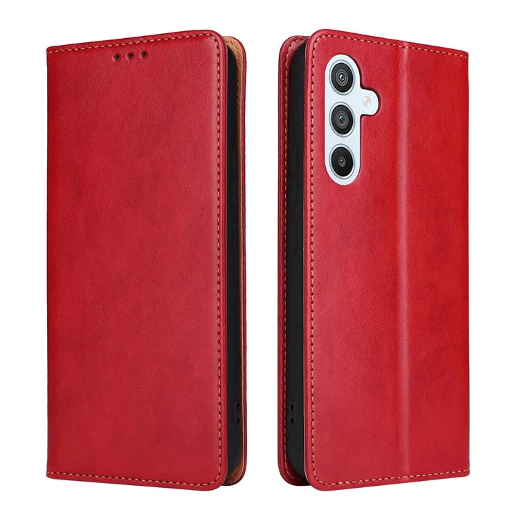 FIERRE SHANN For Samsung Galaxy S23 FE Magnetic Case PU Leather Shockproof Phone Protector