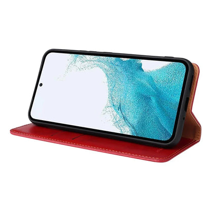 FIERRE SHANN For Samsung Galaxy S23 FE Magnetic Case PU Leather Shockproof Phone Protector