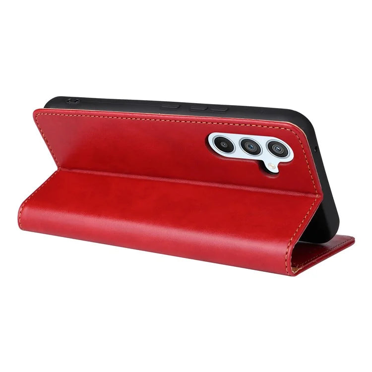 FIERRE SHANN For Samsung Galaxy S23 FE Magnetic Case PU Leather Shockproof Phone Protector