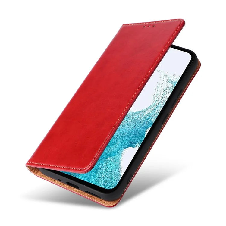 FIERRE SHANN For Samsung Galaxy S23 FE Magnetic Case PU Leather Shockproof Phone Protector
