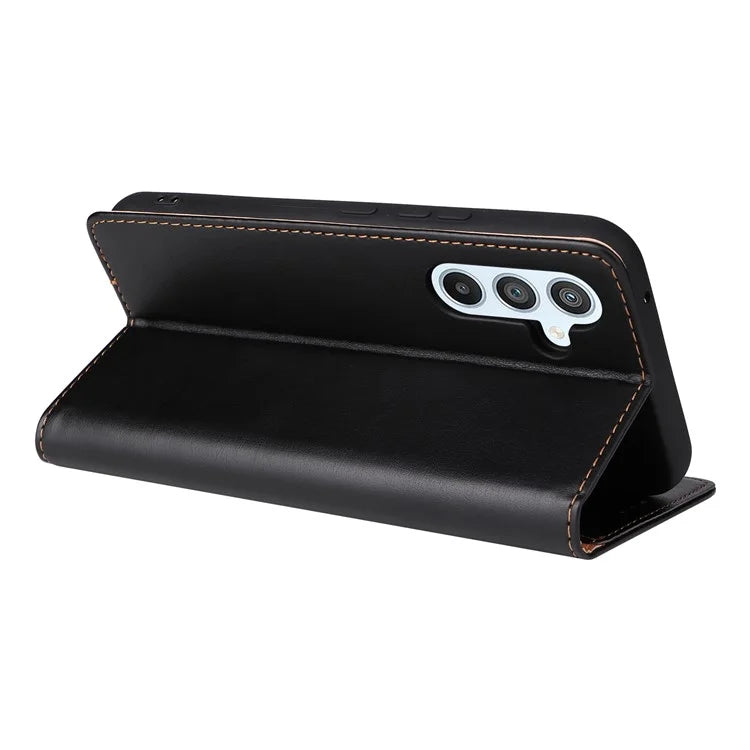 FIERRE SHANN For Samsung Galaxy S23 FE Magnetic Case PU Leather Shockproof Phone Protector