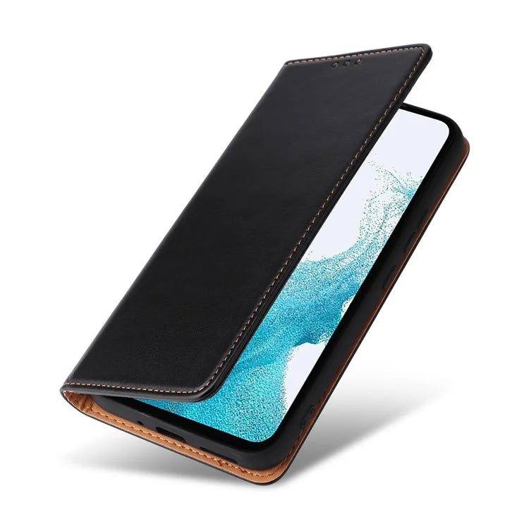 FIERRE SHANN For Samsung Galaxy S23 FE Magnetic Case PU Leather Shockproof Phone Protector