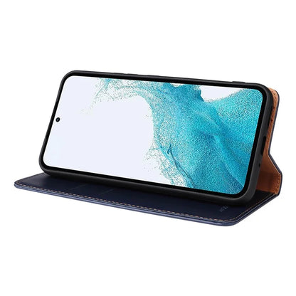 FIERRE SHANN For Samsung Galaxy S23 FE Magnetic Case PU Leather Shockproof Phone Protector