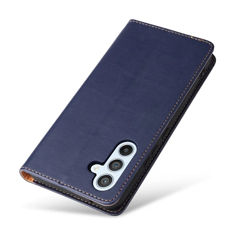 FIERRE SHANN For Samsung Galaxy S23 FE Magnetic Case PU Leather Shockproof Phone Protector