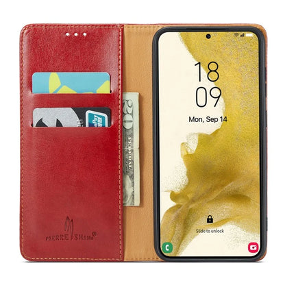 FIERRE SHANN For Samsung Galaxy S24 Case PU Leather Wallet Phone Guard Cover