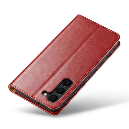 FIERRE SHANN For Samsung Galaxy S24 Case PU Leather Wallet Phone Guard Cover