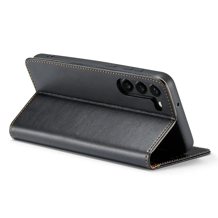 FIERRE SHANN For Samsung Galaxy S24 Case PU Leather Wallet Phone Guard Cover