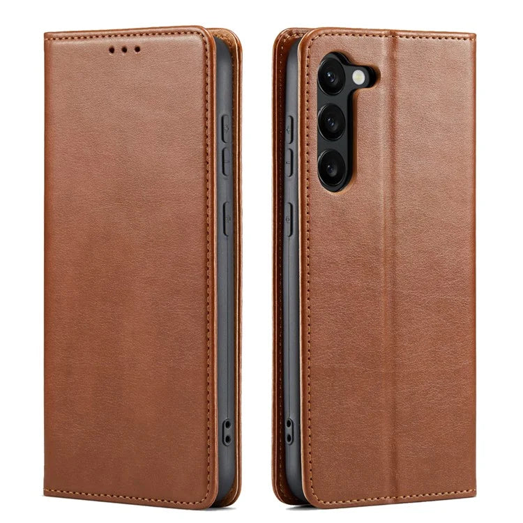 FIERRE SHANN For Samsung Galaxy S24 Case PU Leather Wallet Phone Guard Cover