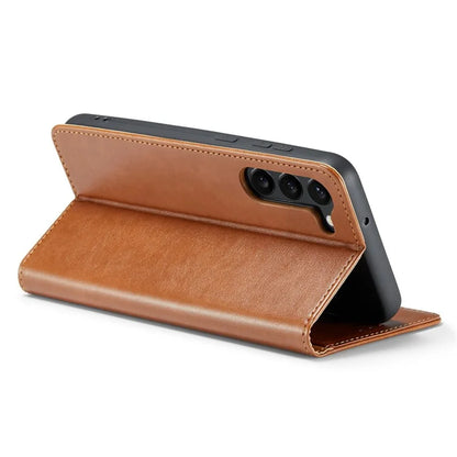 FIERRE SHANN For Samsung Galaxy S24 Case PU Leather Wallet Phone Guard Cover