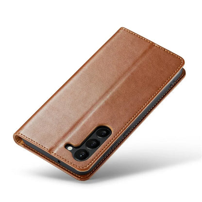 FIERRE SHANN For Samsung Galaxy S24 Case PU Leather Wallet Phone Guard Cover