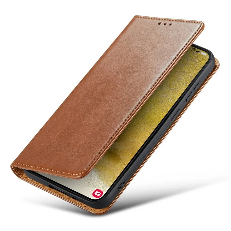 FIERRE SHANN For Samsung Galaxy S24 Case PU Leather Wallet Phone Guard Cover