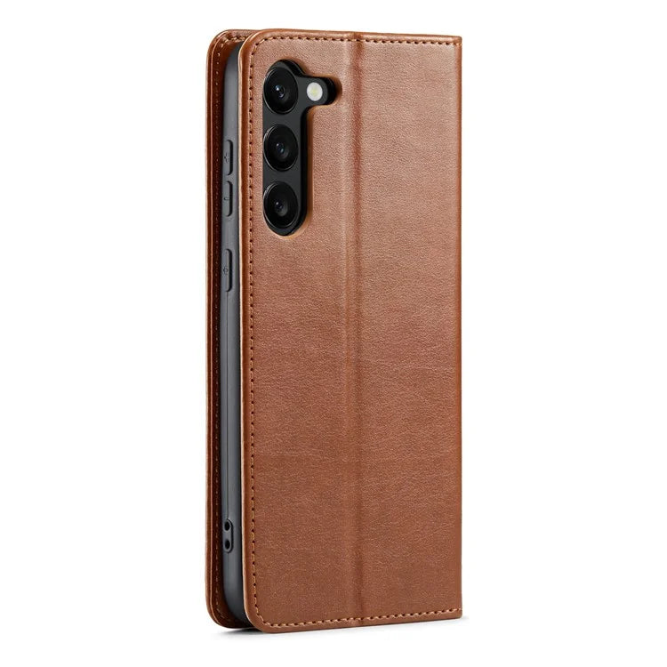 FIERRE SHANN For Samsung Galaxy S24 Case PU Leather Wallet Phone Guard Cover