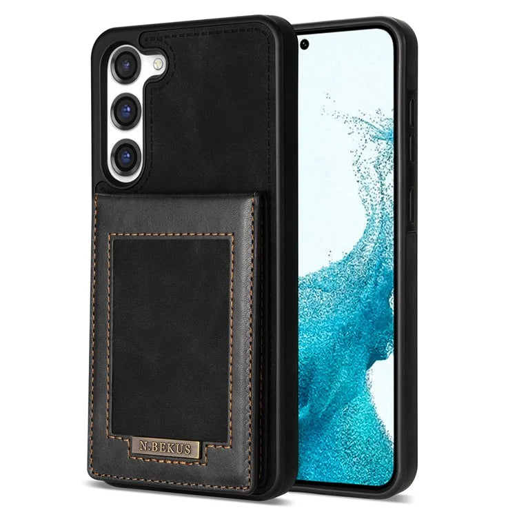 N.BEKUS For Samsung Galaxy S24+ RFID Blocking Design Cover Card Holder Kickstand Phone Case