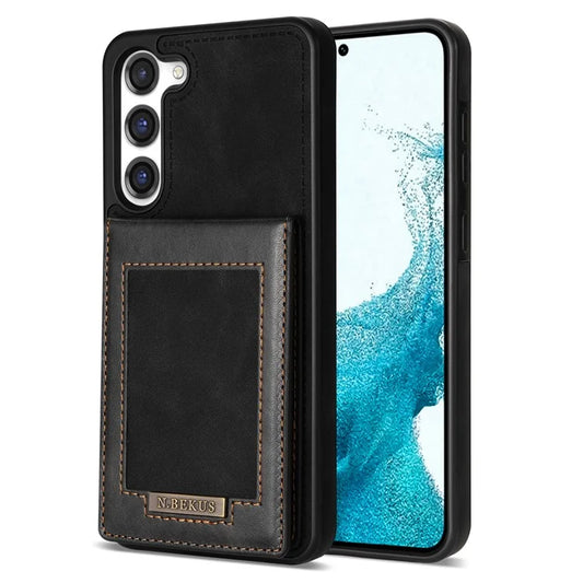 N.BEKUS For Samsung Galaxy S24+ RFID Blocking Design Cover Card Holder Kickstand Phone Case