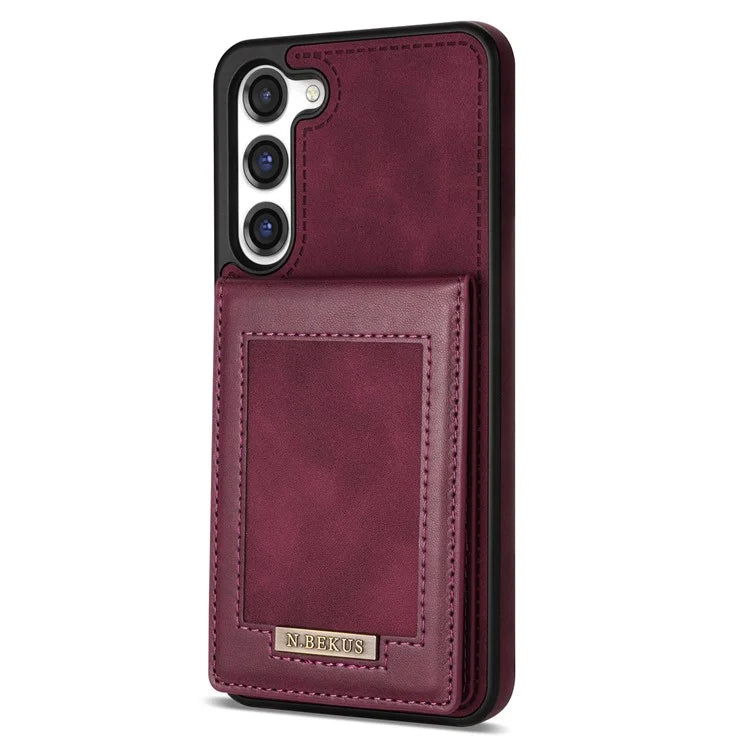 N.BEKUS For Samsung Galaxy S24+ RFID Blocking Design Cover Card Holder Kickstand Phone Case
