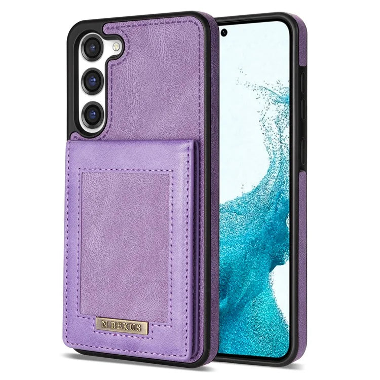 N.BEKUS For Samsung Galaxy S24+ RFID Blocking Design Cover Card Holder Kickstand Phone Case
