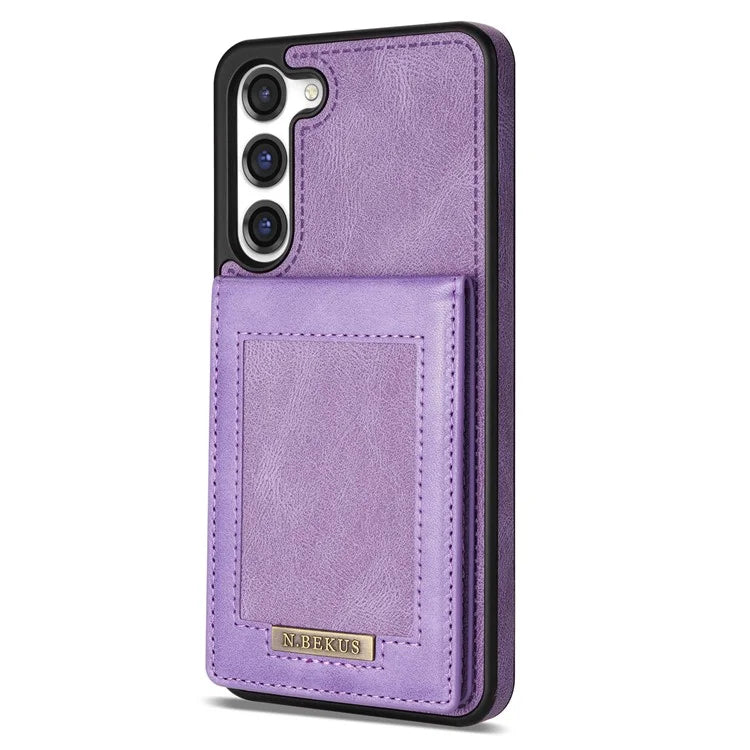 N.BEKUS For Samsung Galaxy S24+ RFID Blocking Design Cover Card Holder Kickstand Phone Case