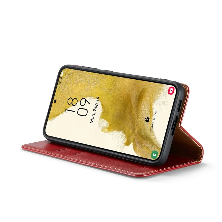 FIERRE SHANN For Samsung Galaxy S24+ Magnetic Case PU Leather+TPU Smart Phone Protector