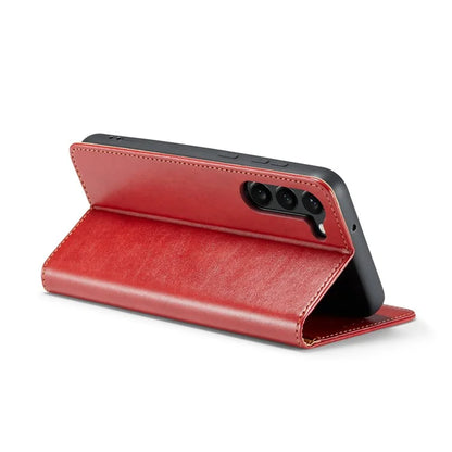 FIERRE SHANN For Samsung Galaxy S24+ Magnetic Case PU Leather+TPU Smart Phone Protector