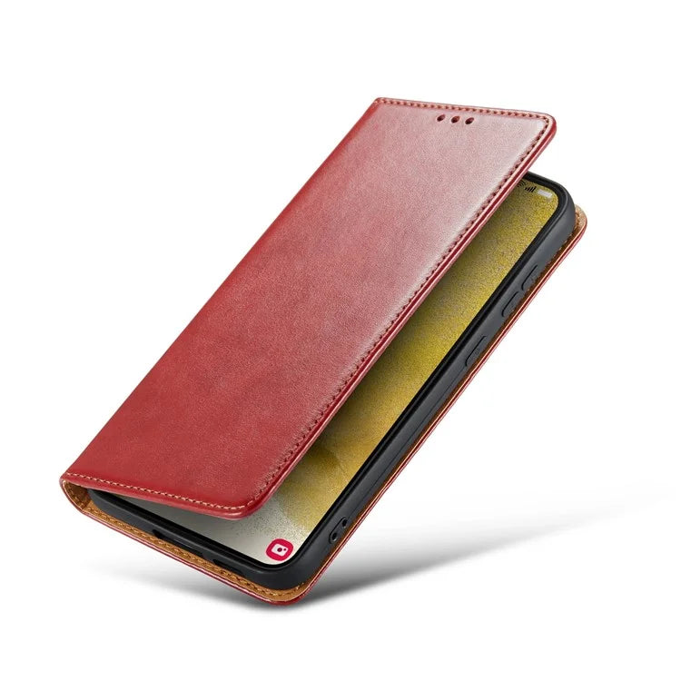 FIERRE SHANN For Samsung Galaxy S24+ Magnetic Case PU Leather+TPU Smart Phone Protector