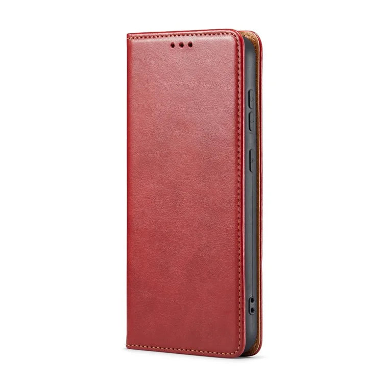 FIERRE SHANN For Samsung Galaxy S24+ Magnetic Case PU Leather+TPU Smart Phone Protector