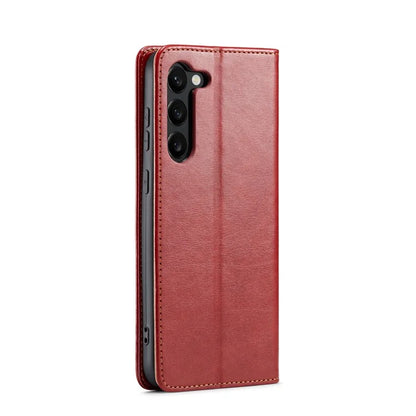 FIERRE SHANN For Samsung Galaxy S24+ Magnetic Case PU Leather+TPU Smart Phone Protector