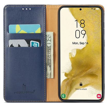 FIERRE SHANN For Samsung Galaxy S24+ Magnetic Case PU Leather+TPU Smart Phone Protector
