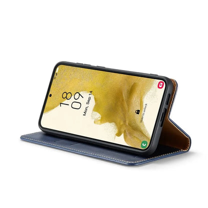 FIERRE SHANN For Samsung Galaxy S24+ Magnetic Case PU Leather+TPU Smart Phone Protector