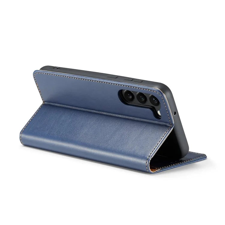 FIERRE SHANN For Samsung Galaxy S24+ Magnetic Case PU Leather+TPU Smart Phone Protector