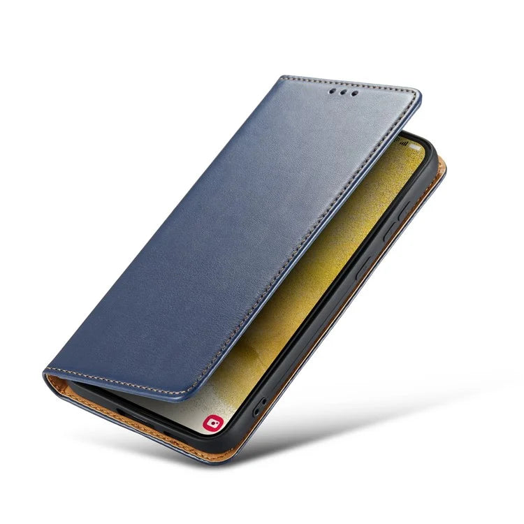 FIERRE SHANN For Samsung Galaxy S24+ Magnetic Case PU Leather+TPU Smart Phone Protector