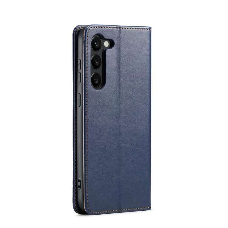 FIERRE SHANN For Samsung Galaxy S24+ Magnetic Case PU Leather+TPU Smart Phone Protector