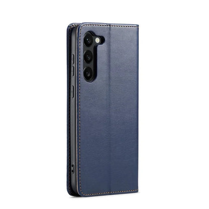 FIERRE SHANN For Samsung Galaxy S24+ Magnetic Case PU Leather+TPU Smart Phone Protector