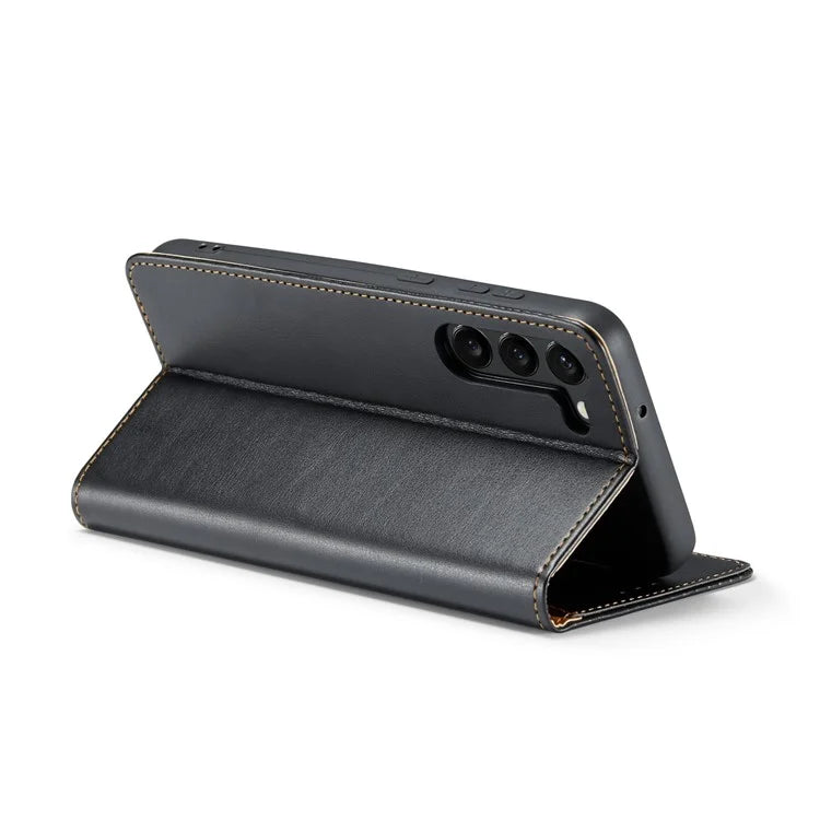 FIERRE SHANN For Samsung Galaxy S24+ Magnetic Case PU Leather+TPU Smart Phone Protector